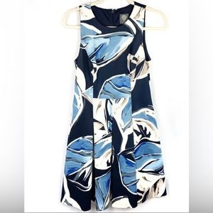 Vince Camuto Blue and White Fit & Flare Dress